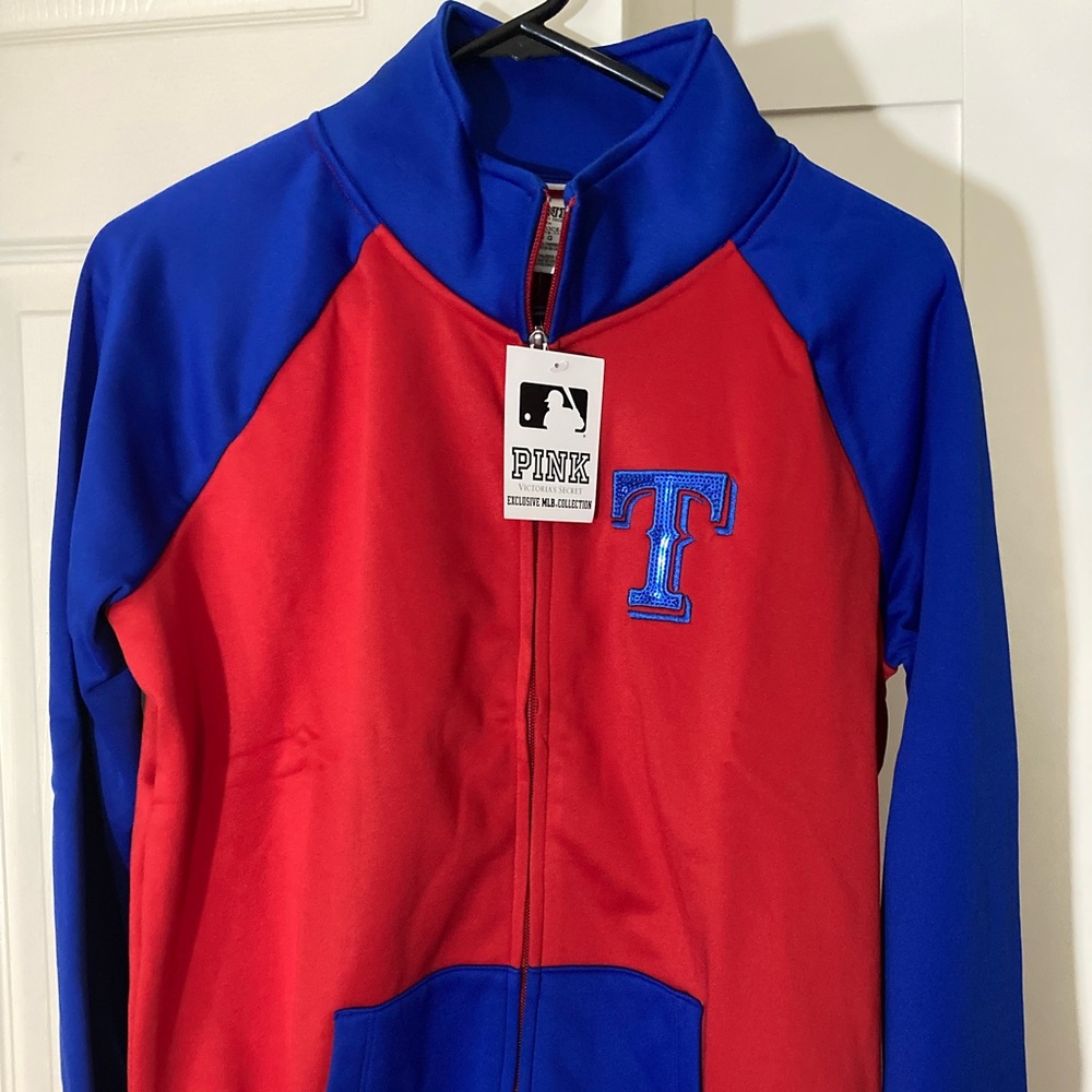 BRAND NEW Victoria Secret Pink Limited Edition MLB Texas Rangers Sequined Jacket